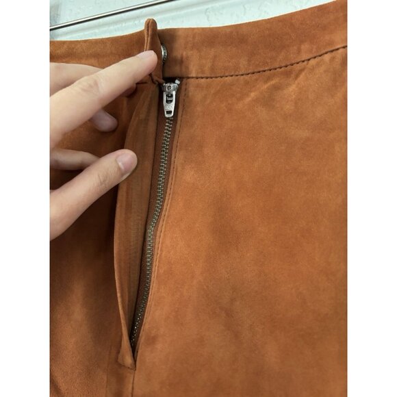 Opening Ceremony Soft Suede Brown & Terracotta Colorblock A-line Skirt Size 2 - Picture 5 of 8